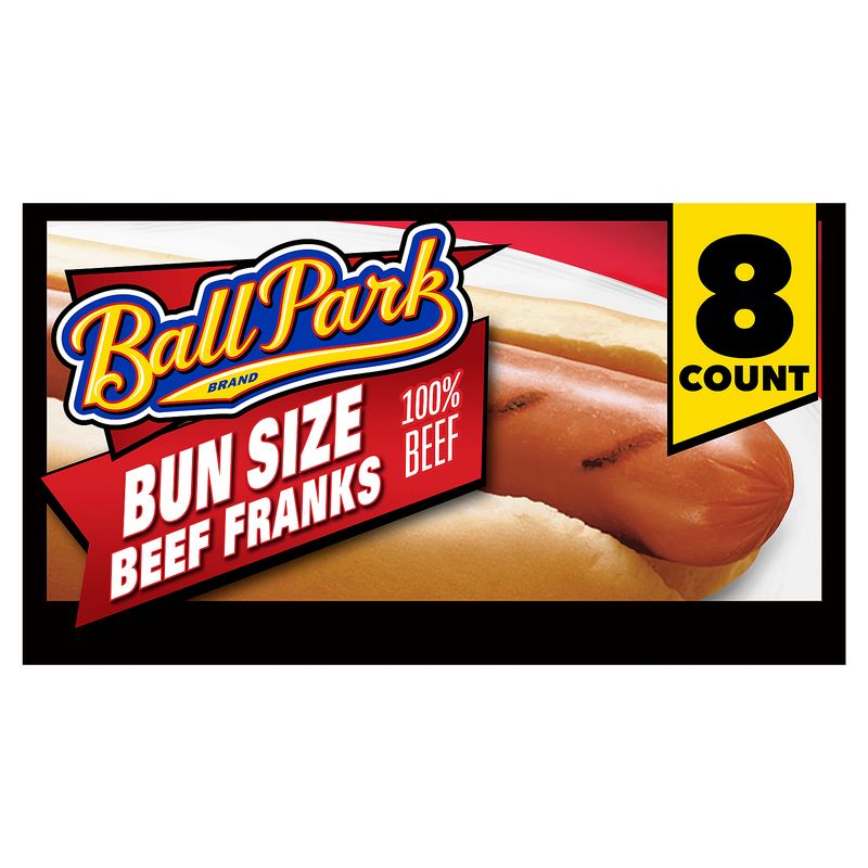 Ball Park Bun Length Hot Dogs, Beef, 8 count