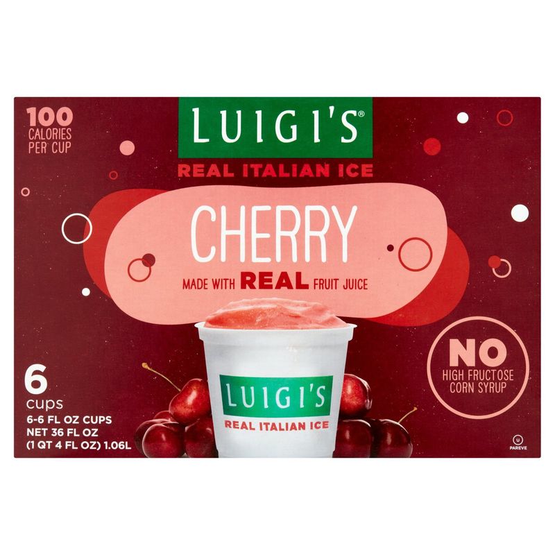 Luigi&#39;s Cherry Real Italian Ice, 6 fl oz, 6 count