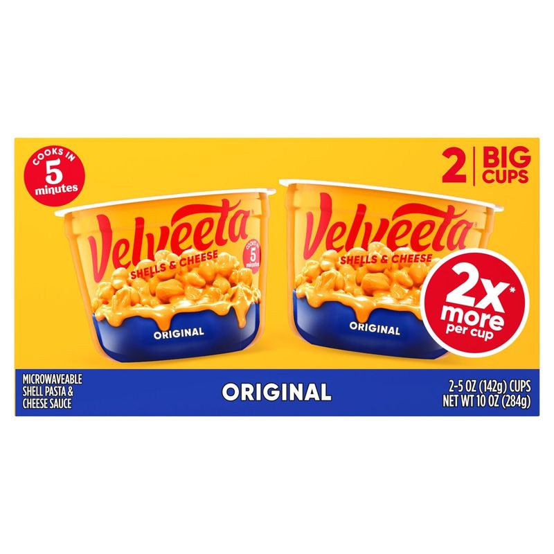 Velveeta Original Microwaveable Shell Pasta &amp; Cheese Sauce, 5 oz, 2 count