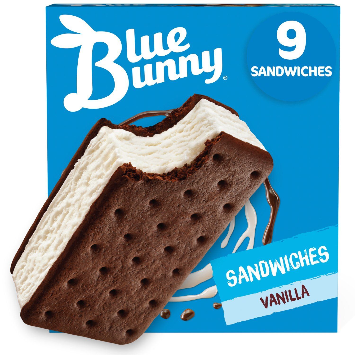 Blue Bunny Simply Vanilla Frozen Dairy Dessert Sandwiches, 4.25 fl oz, 9 count