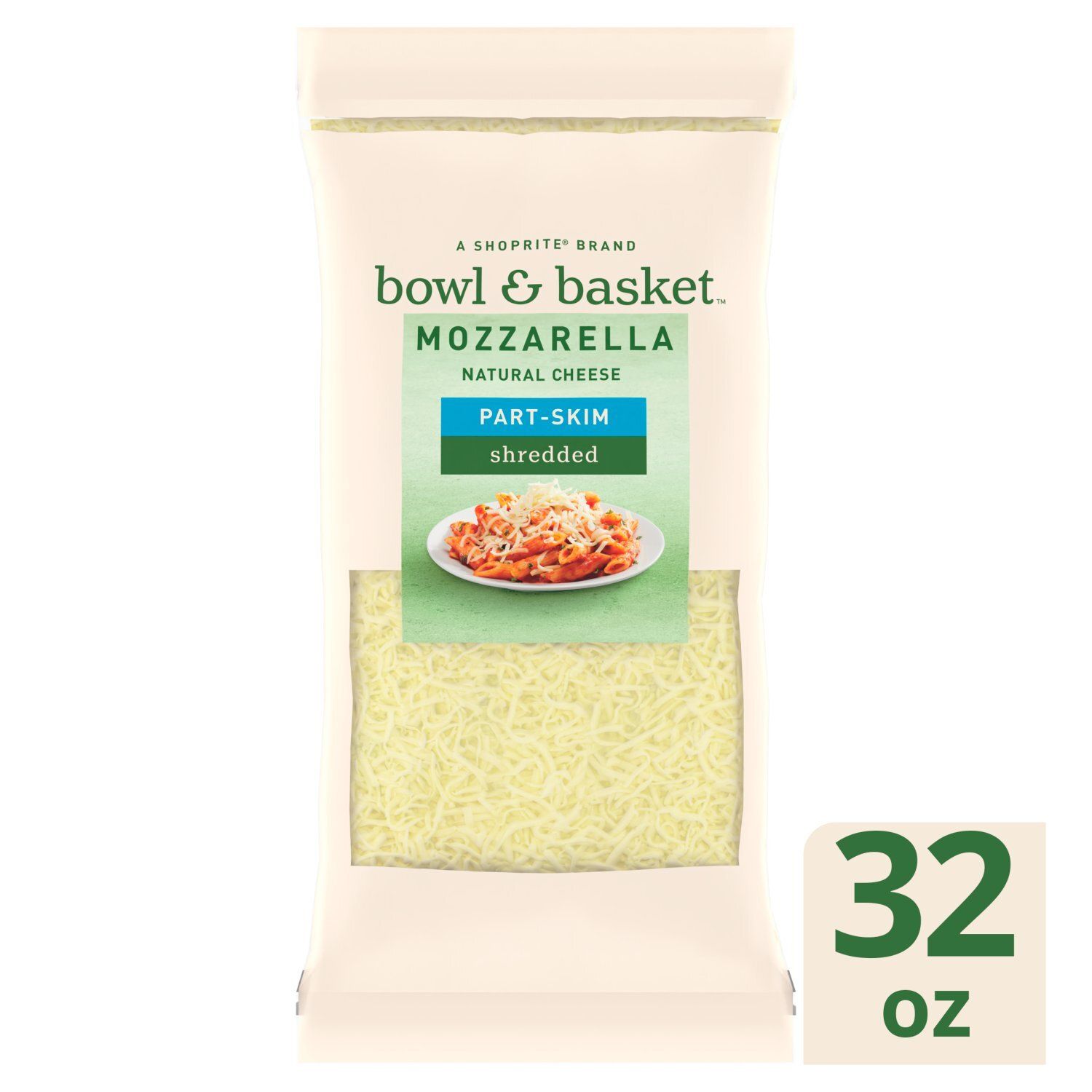Bowl &amp; Basket Part-Skim Shredded Mozzarella Cheese, 32 oz