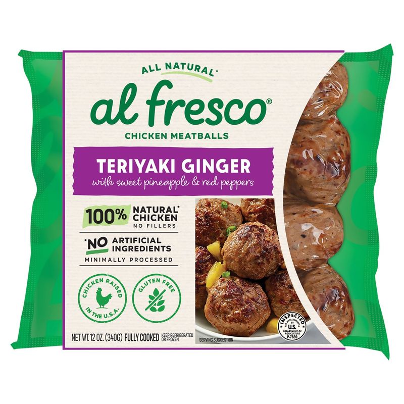 Al Fresco Teriyaki Ginger with Sweet Pineapple &amp; Red Peppers Chicken Meatballs, 12 oz