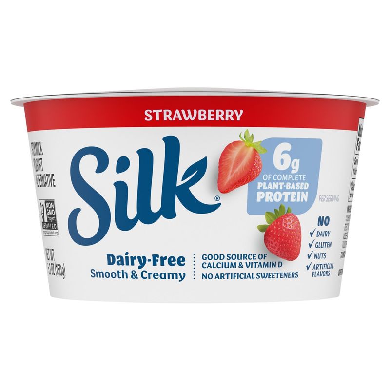 Silk Dairy-Free Smooth &amp; Creamy Strawberry Soymilk Yogurt Alternative, 5.3 oz
