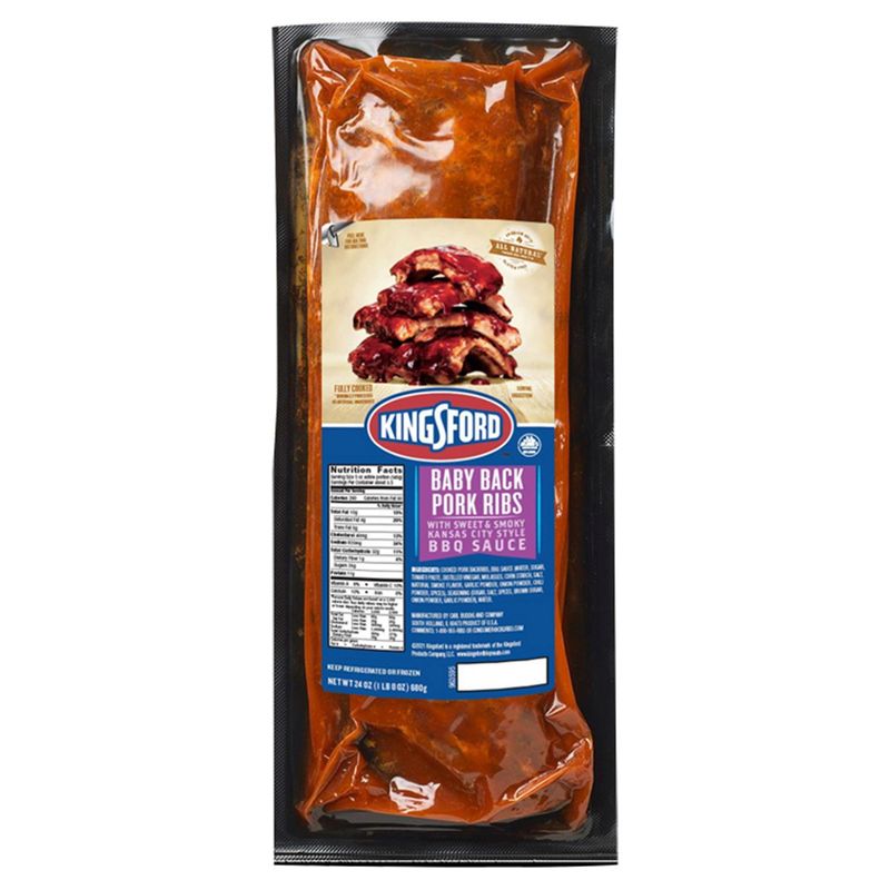 Kingsford Baby Back Pork Ribs with Sweet &amp; Smoky Kansas City Style BBQ Sauce, 24 oz