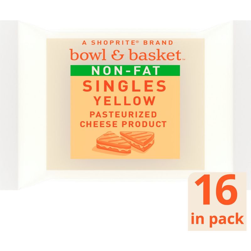 Bowl &amp; Basket Non-Fat Singles Yellow Cheese, 3/4 oz, 16 count