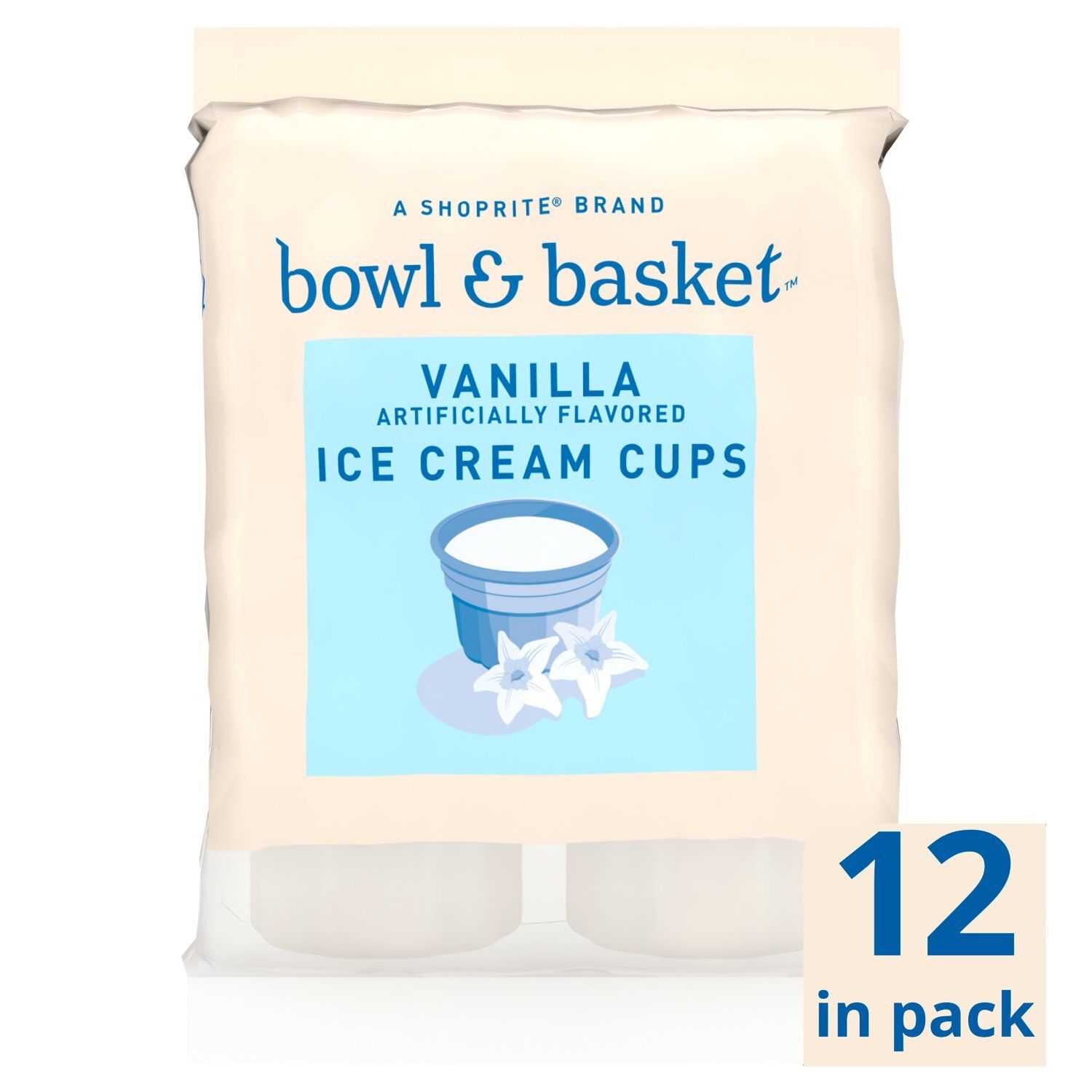Bowl &amp; Basket Vanilla Ice Cream Cups, 3 fl oz, 12 count