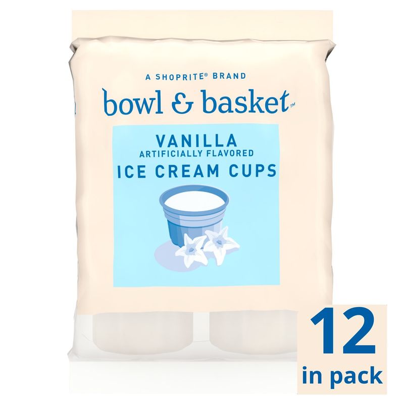 Bowl &amp; Basket Vanilla Ice Cream Cups, 3 fl oz, 12 count