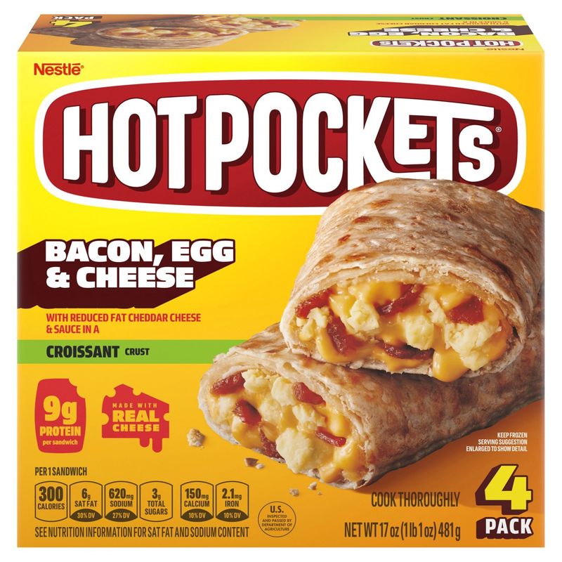 Hot Pockets Bacon, Egg &amp; Cheese Croissant Crust Sandwiches, 4 count, 17 oz