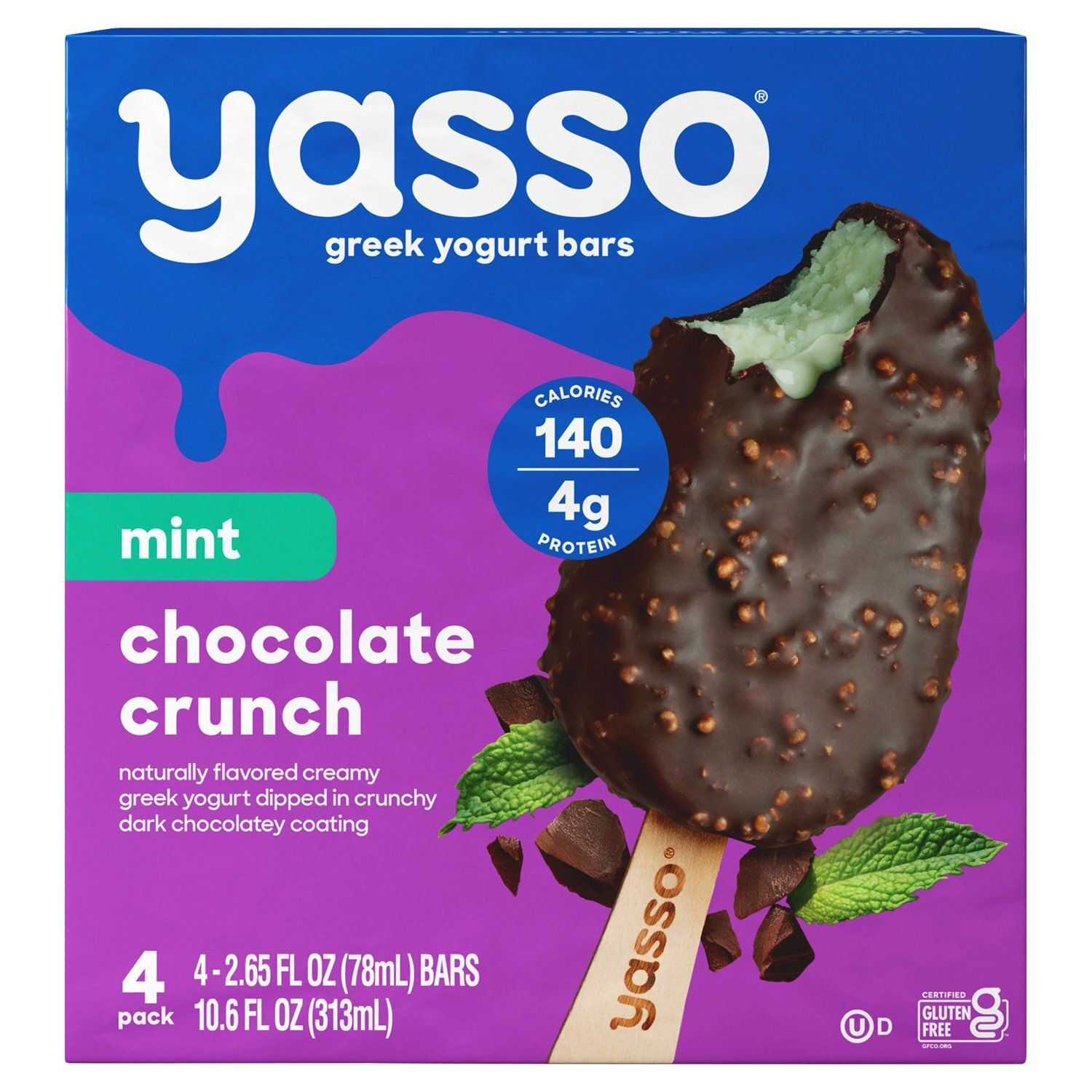 Yasso Mint Chocolate Crunch Greek Yogurt Bars, 2.65 fl oz, 4 count