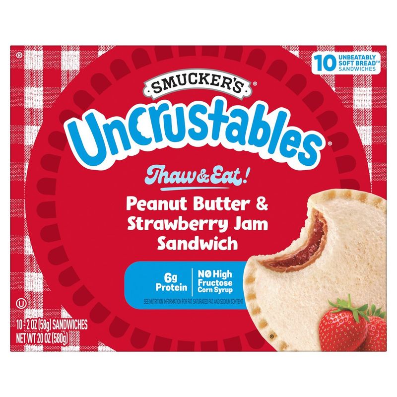 Smucker&#39;s Uncrustables Peanut Butter &amp; Strawberry Jam Sandwich, 2 oz, 10 count
