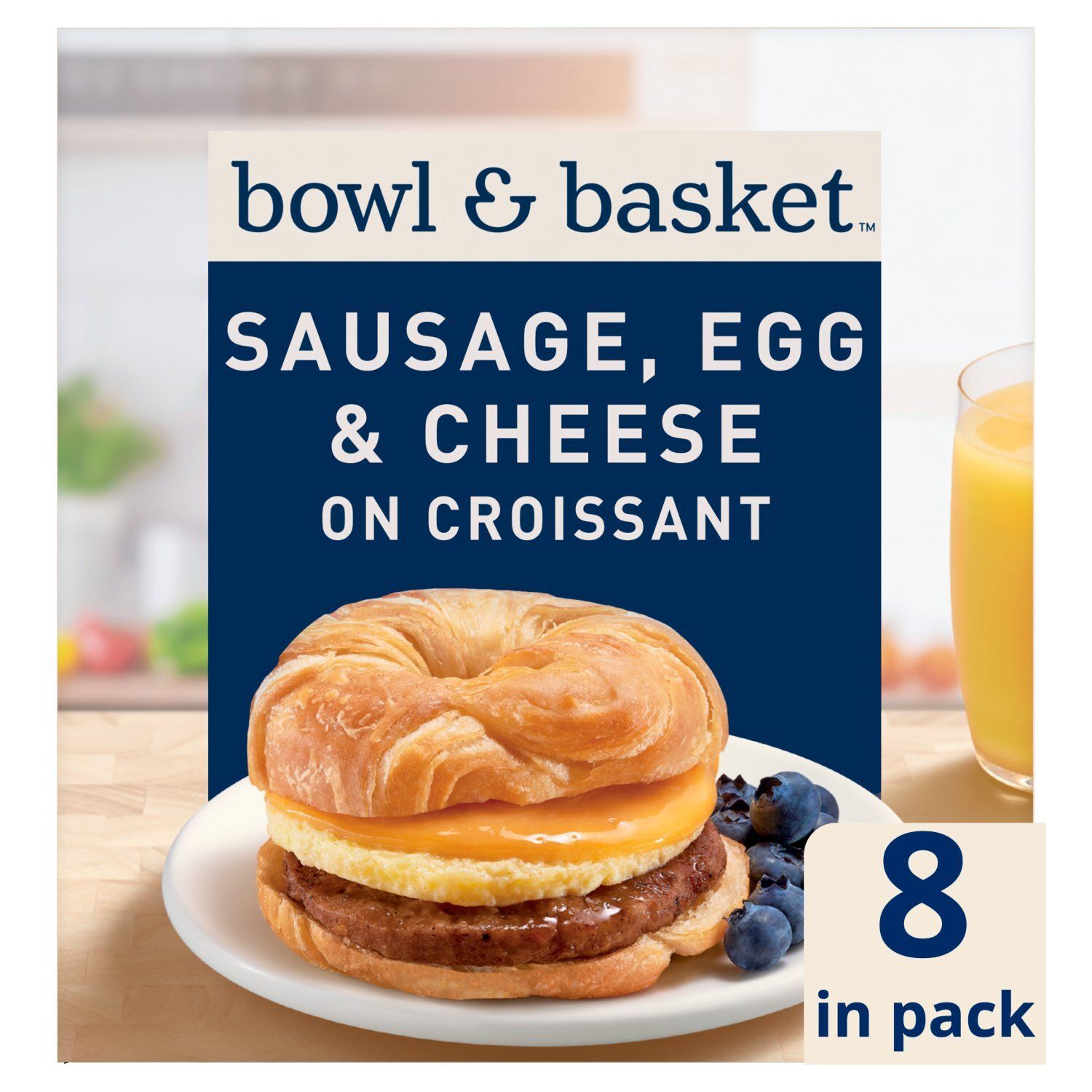 Bowl &amp; Basket Sausage, Egg &amp; Cheese on Croissant Sandwiches, 4.5 oz, 8 count