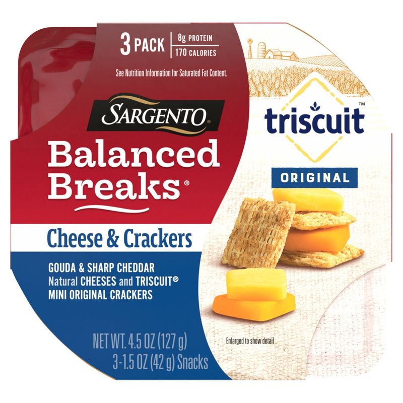 Sargento Balanced Breaks Triscuit Original Cheese &amp; Crackers Snacks, 1.5 oz, 3 count