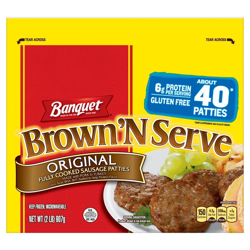 Banquet Brown &#39;N Serve Original Fully Cooked Sausage Patties, 2 lb