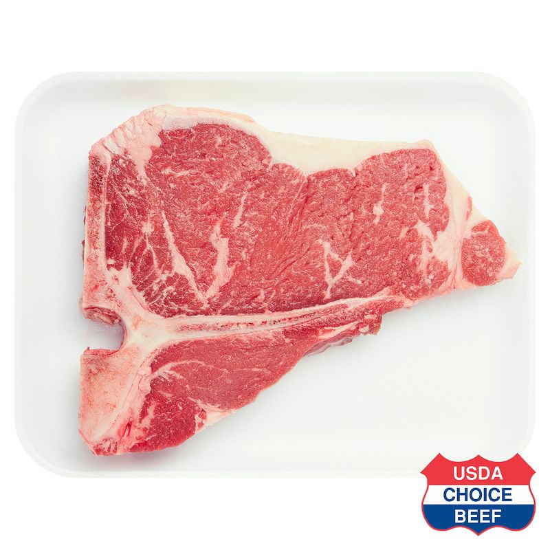 USDA Choice Beef Loin T-Bone Steak, Bone In, Average Weight 1 lb Pack