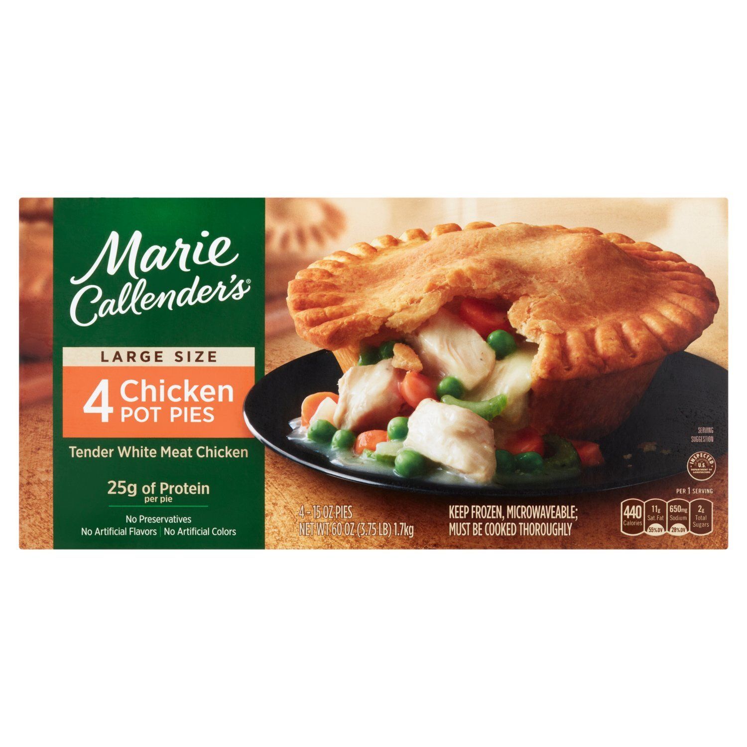 Marie Callender&#39;s Tender White Meat Chicken Pot Pies Large Size, 15 oz, 4 count