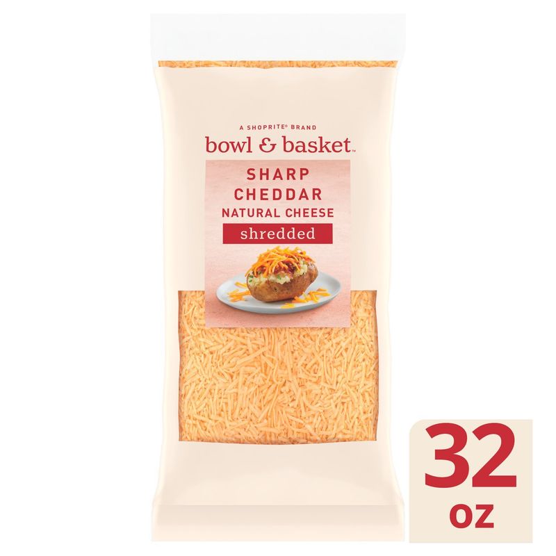 Bowl &amp; Basket Shredded Sharp Cheddar Natural Cheese, 32 oz