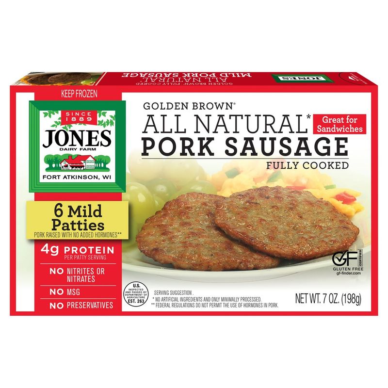 Jones Dairy Farm Golden Brown All Natural Pork Sausage Patties, 6 count, 7 oz