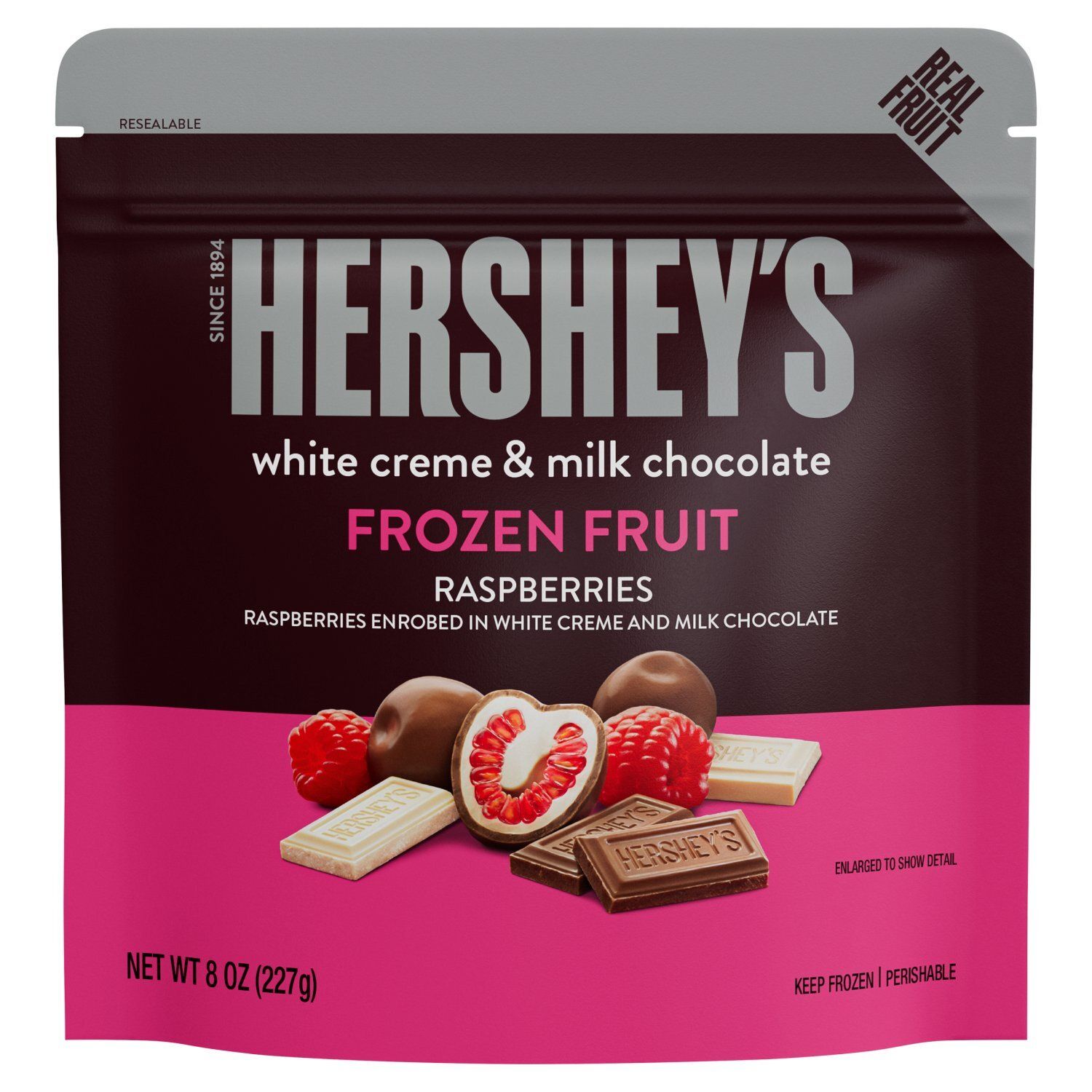 Hershey&#39;s White Creme &amp; Milk Chocolate Raspberries Frozen Fruit, 8 oz