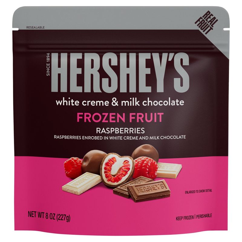 Hershey&#39;s White Creme &amp; Milk Chocolate Raspberries Frozen Fruit, 8 oz