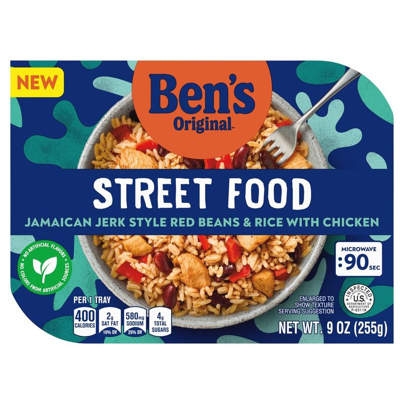 Ben&#39;s Original Street Food Jamaican Jerk Style Red Beans &amp; Rice with Chicken, 9 oz