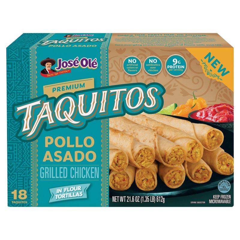 José Olé Premium Grilled Chicken in Flour Tortillas Taquito, 18 count, 21.6 oz