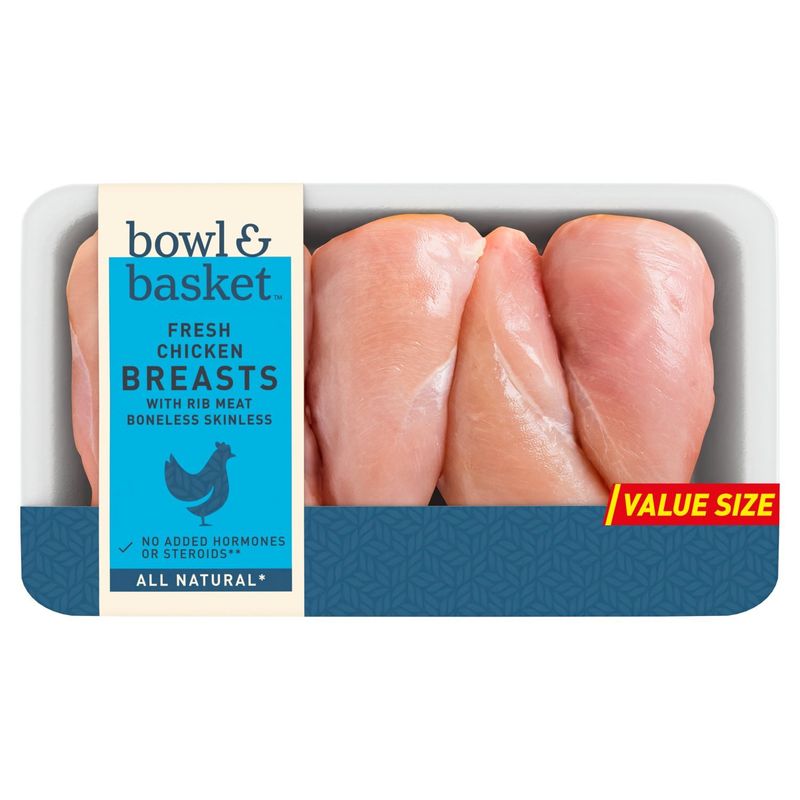Bowl &amp; Basket Boneless Skinless Fresh Chicken Breasts with Rib Meat Value Size
