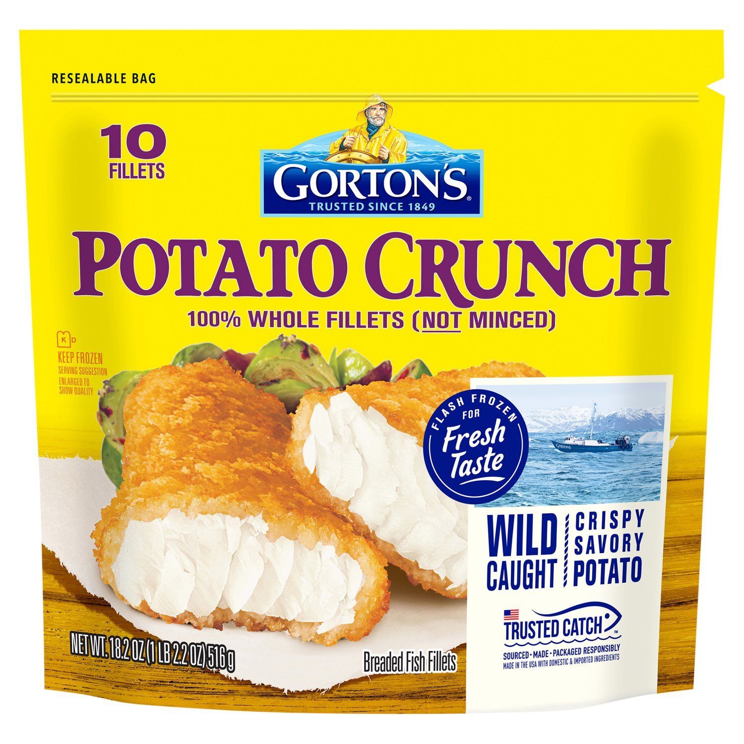 Gorton&#39;s Potato Crunch Breaded Fish Fillets, 10 count, 18.2 oz
