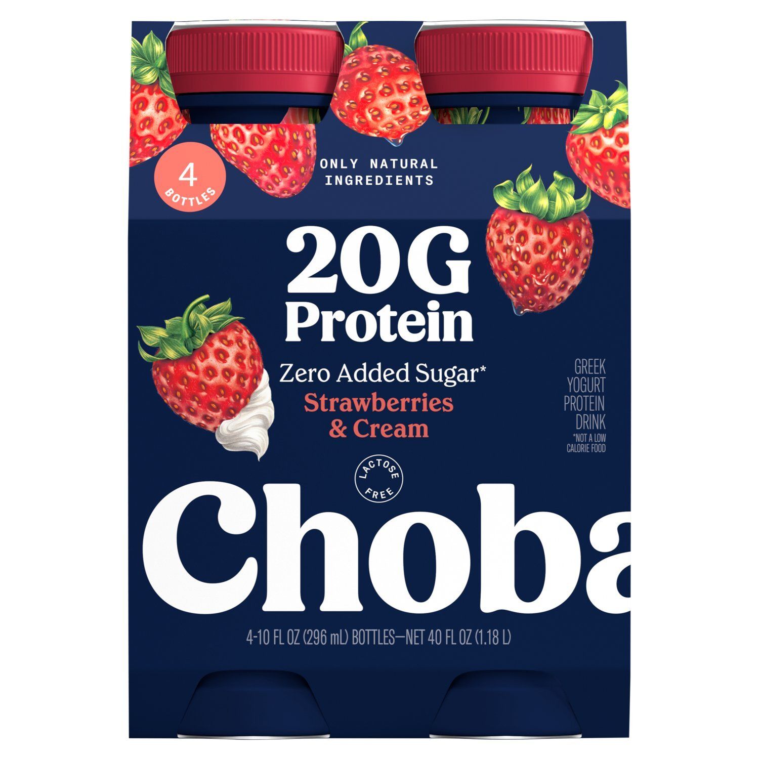 Chobani 20g Protein Strawberries &amp; Cream Greek Yogurt Protein Drink, 10 fl oz, 4 count