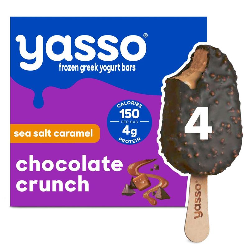 Yasso Sea Salt Caramel Chocolate Crunch Frozen Greek Yogurt Bars, 4 count, 10.6 fl oz