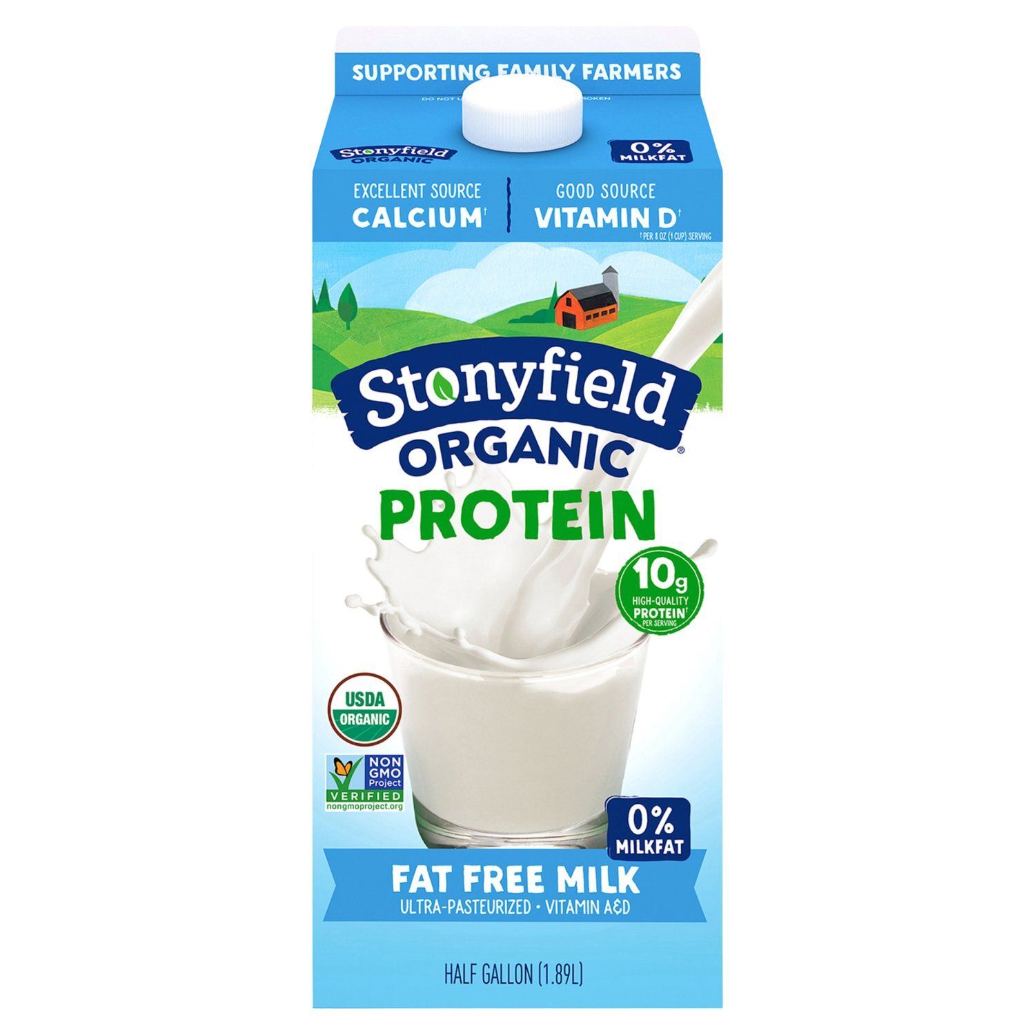 Stonyfield Organic, Organic Fat Free Milk, Ultra Pasteurized, 64 oz