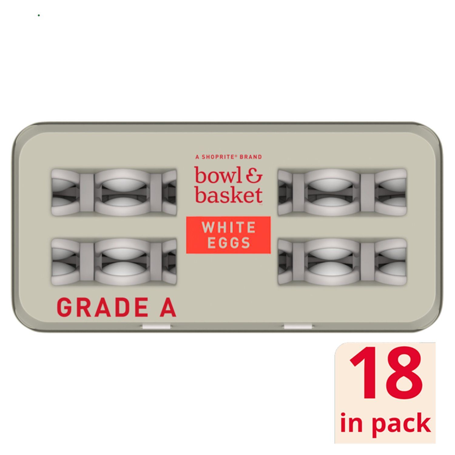 Bowl &amp; Basket Fresh White Eggs, Large, 18 count, 36 oz