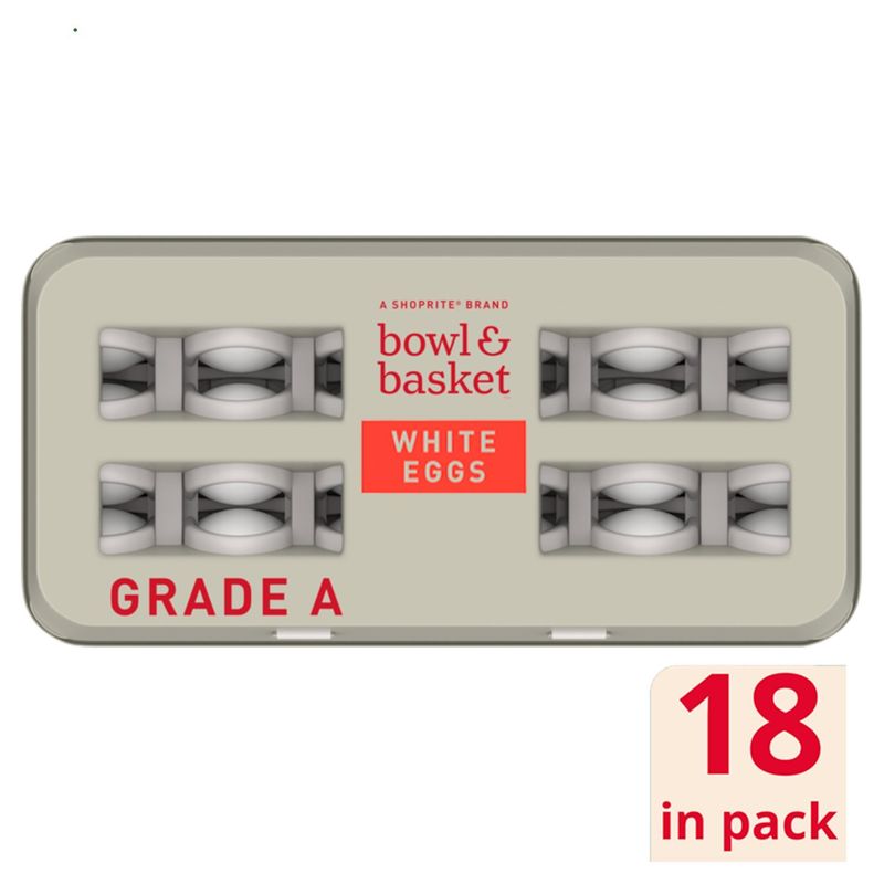 Bowl &amp; Basket Fresh White Eggs, Large, 18 count, 36 oz