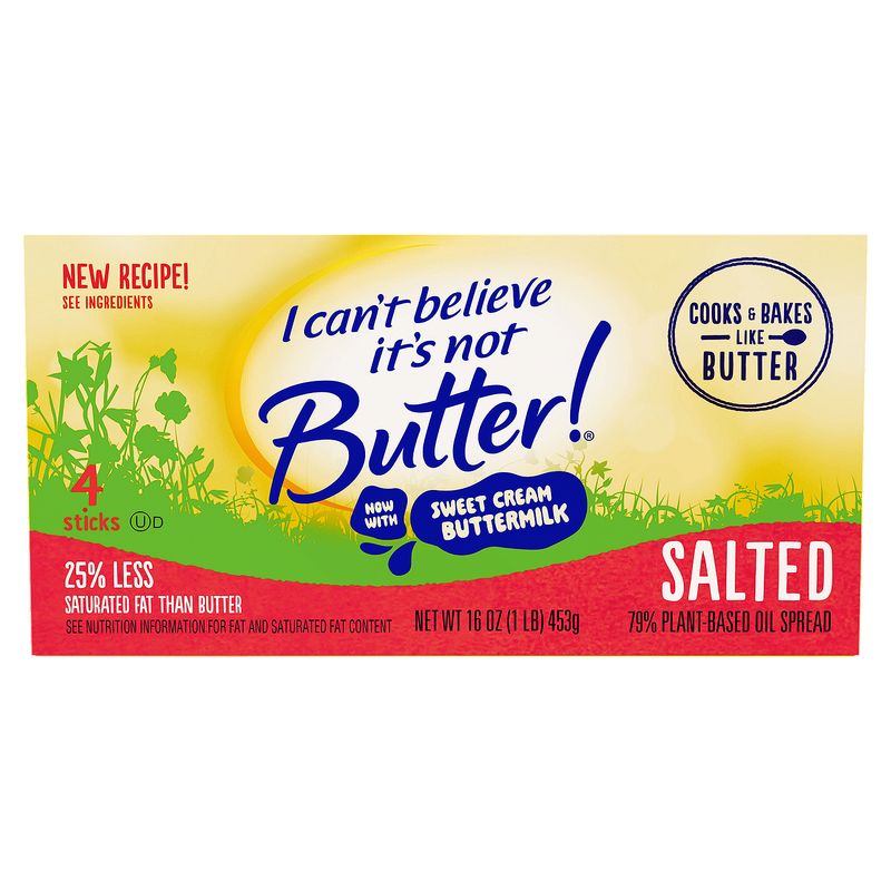 I Can&#39;t Believe It&#39;s Not Butter! Salted 79% Plant-Based Oil Spread, 4 count, 16 oz