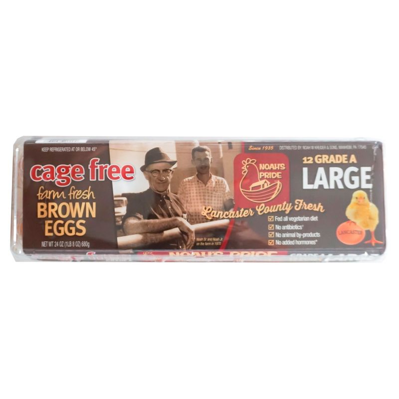 Noah&#39;s Pride Cage Free Farm Fresh Brown Large Eggs, 12 count, 24 oz