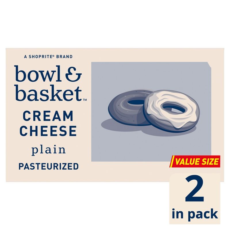 Bowl &amp; Basket Plain Cream Cheese Value Size, 8 oz, 2 count