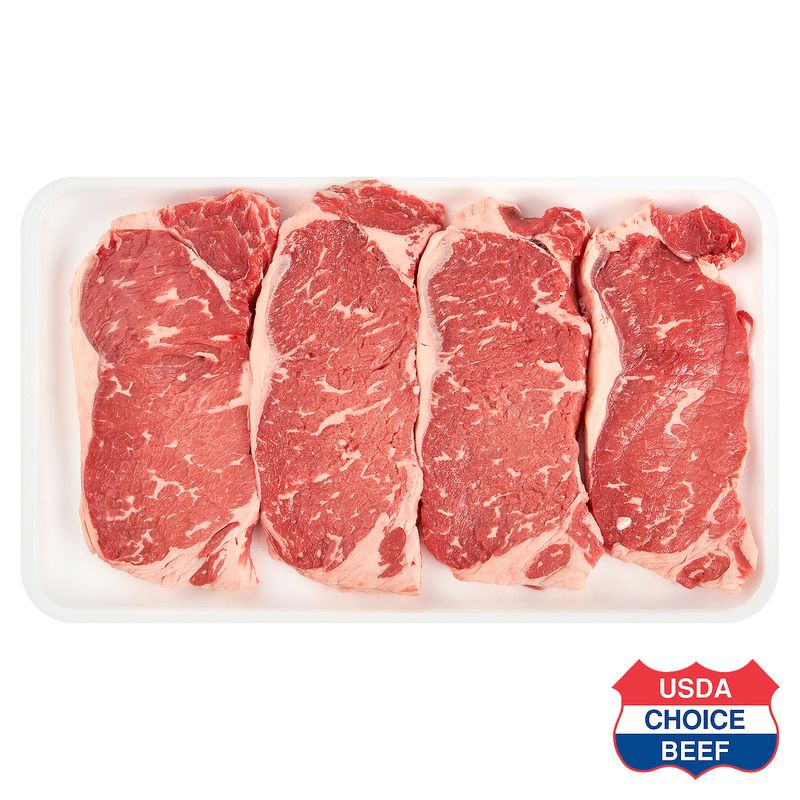 USDA Choice Beef Loin New York Strip Steak, Thin Sliced, Boneless, Average Weight 1 lb Pack