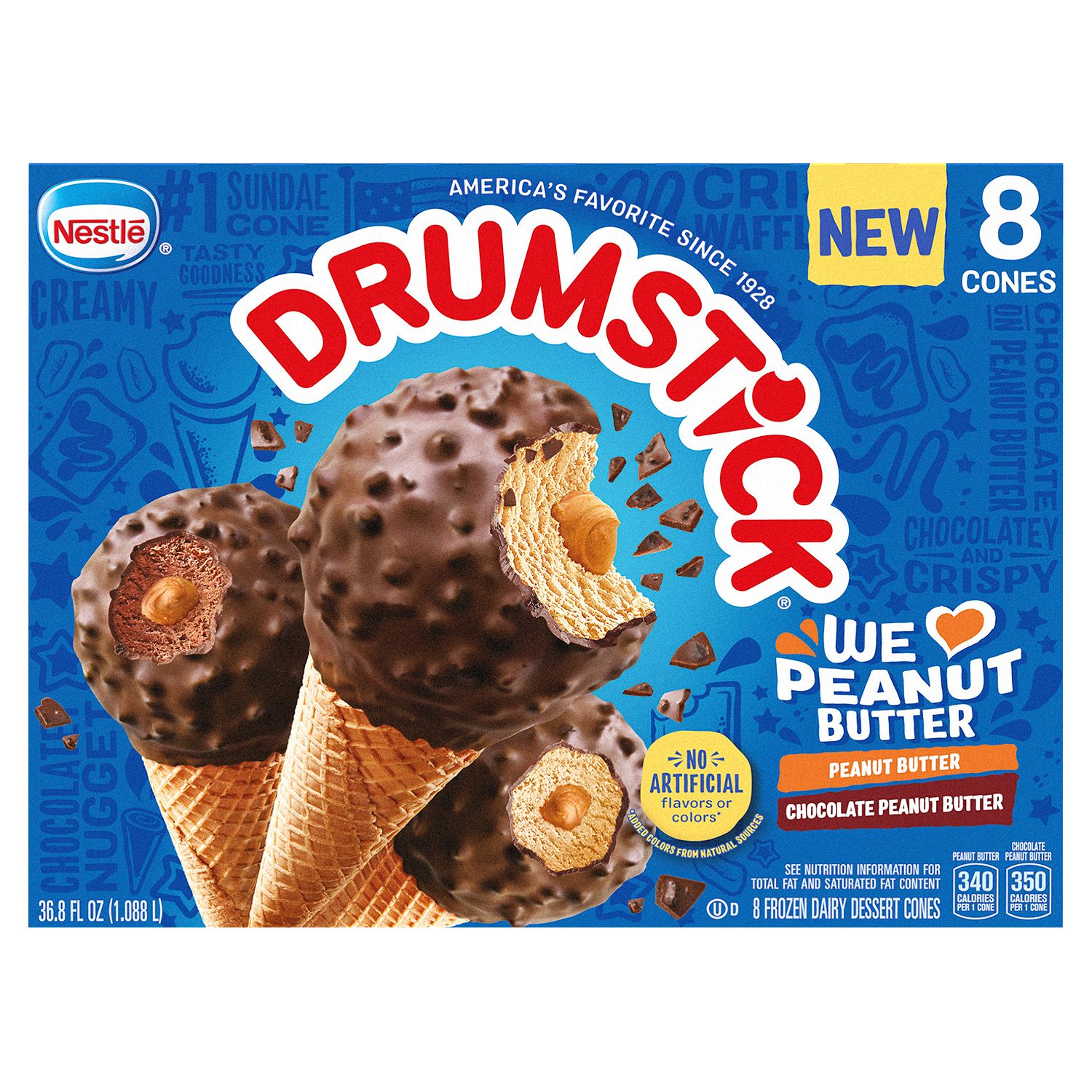 Nestle Drumstick Frozen Dairy Dessert Cones, 8 count, 36.8 fl oz