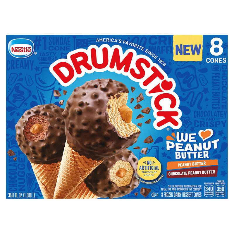 Nestle Drumstick Frozen Dairy Dessert Cones, 8 count, 36.8 fl oz