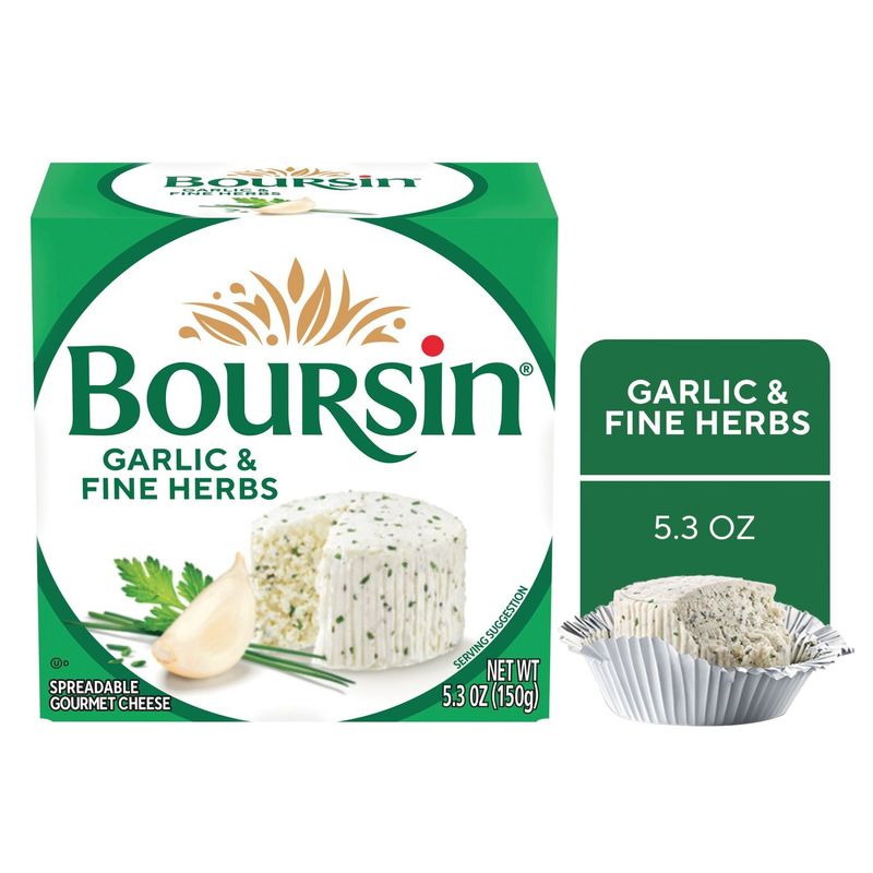 Boursin Garlic &amp; Fine Herbs Spreadable Gourmet Cheese, 5.3 oz