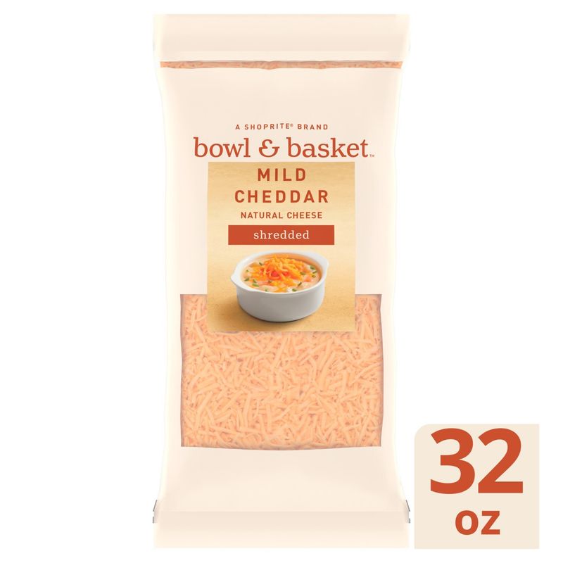 Bowl &amp; Basket Shredded Mild Cheddar Natural Cheese, 32 oz