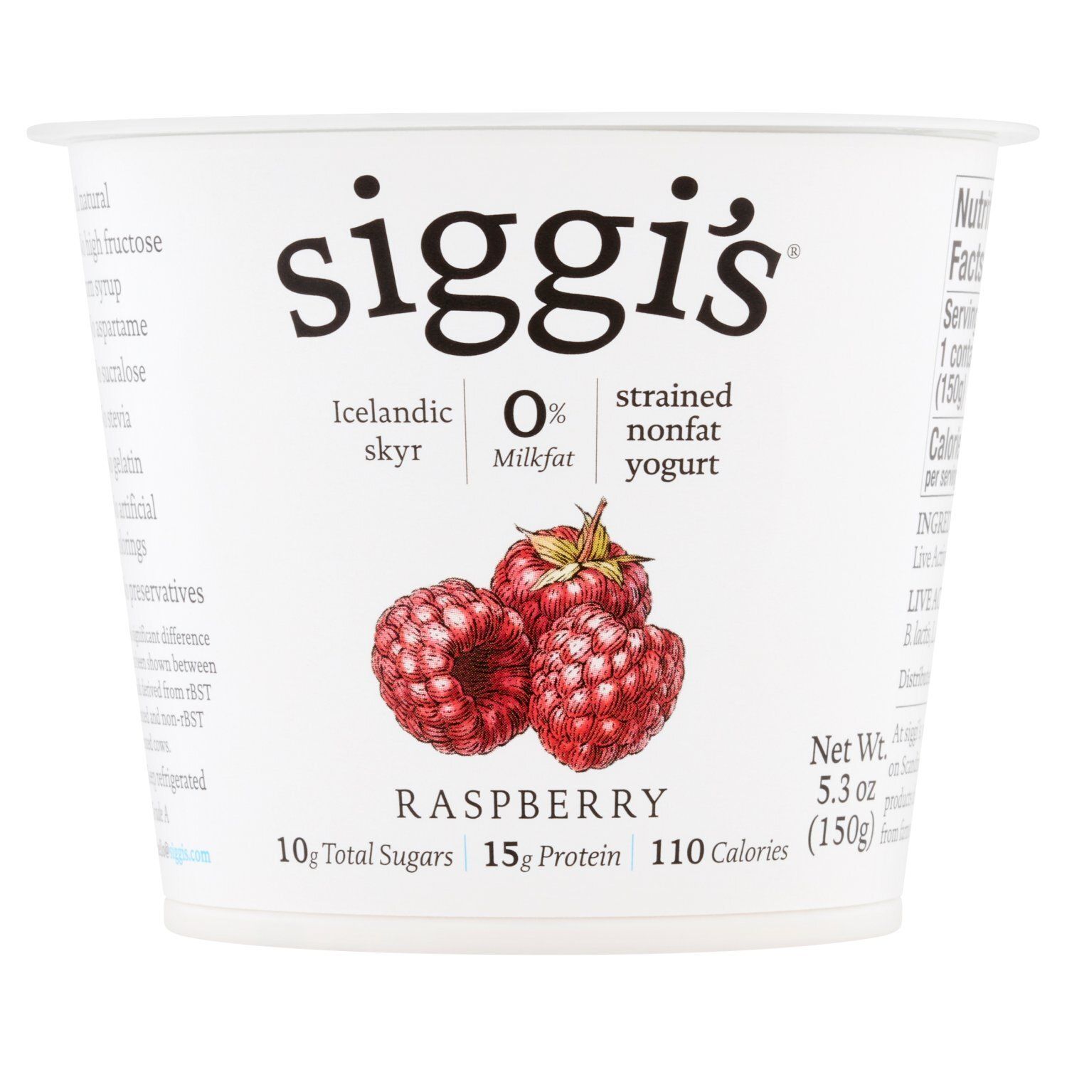 Siggi&#39;s Raspberry Strained Nonfat Yogurt, 5.3 oz