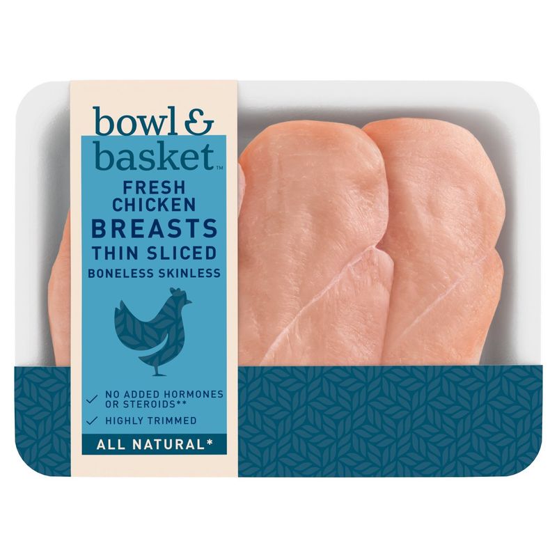 Bowl &amp; Basket Thin Sliced Boneless Skinless Fresh Chicken Breasts