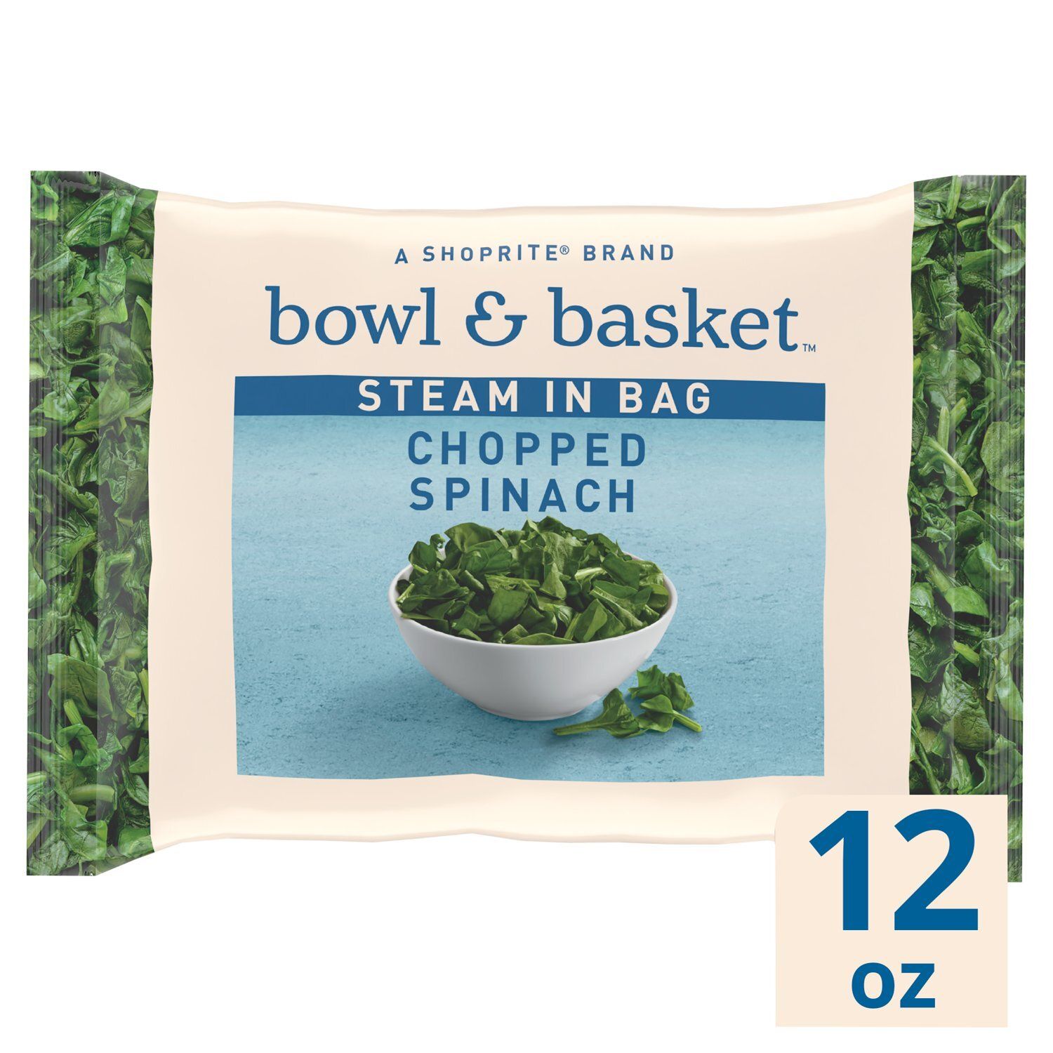 Bowl &amp; Basket Steam in Bag Chopped Spinach, 12 oz