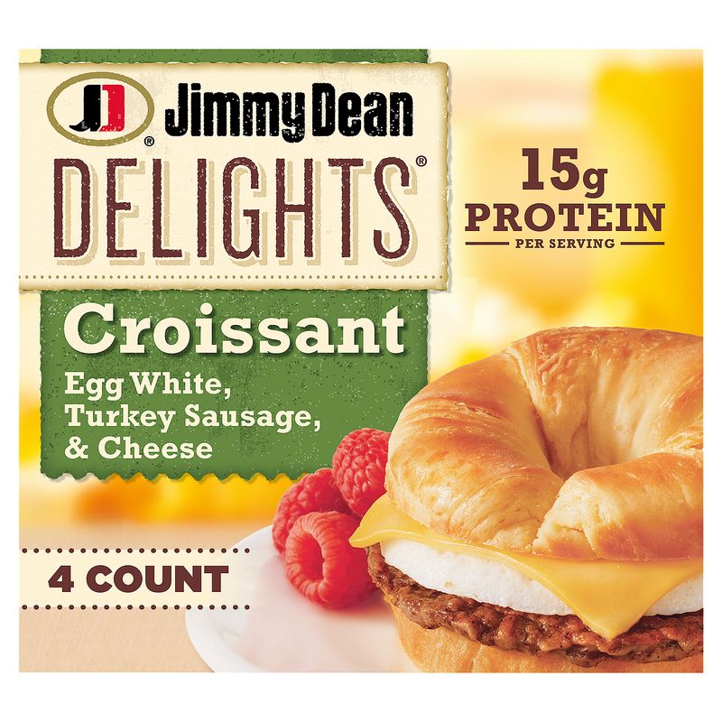 Jimmy Dean Delights Croissant Breakfast Sandwiches with Turkey Sausage, Egg White, and Cheese, Frozen, 4 Count