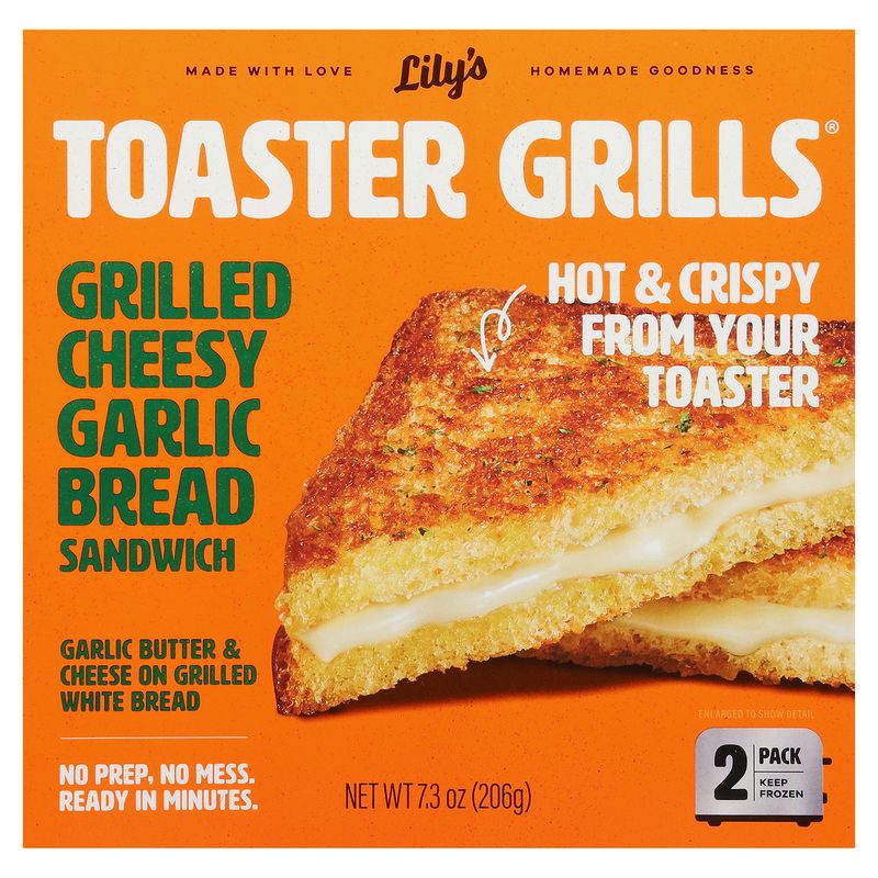 Lily&#39;s Toaster Grills Grilled Cheesy Garlic Bread Sandwich, 2 count, 7.3 oz