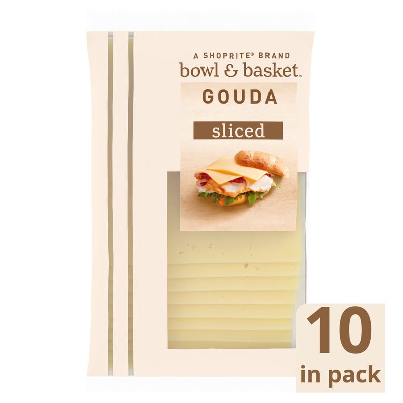 Bowl &amp; Basket Sliced Natural Gouda Cheese, 10 count, 8 oz