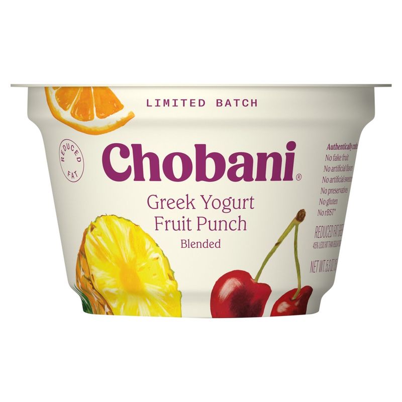 Chobani Fruit Punch Blended Reduced Fat Greek Yogurt Limited Batch, 5.3 oz