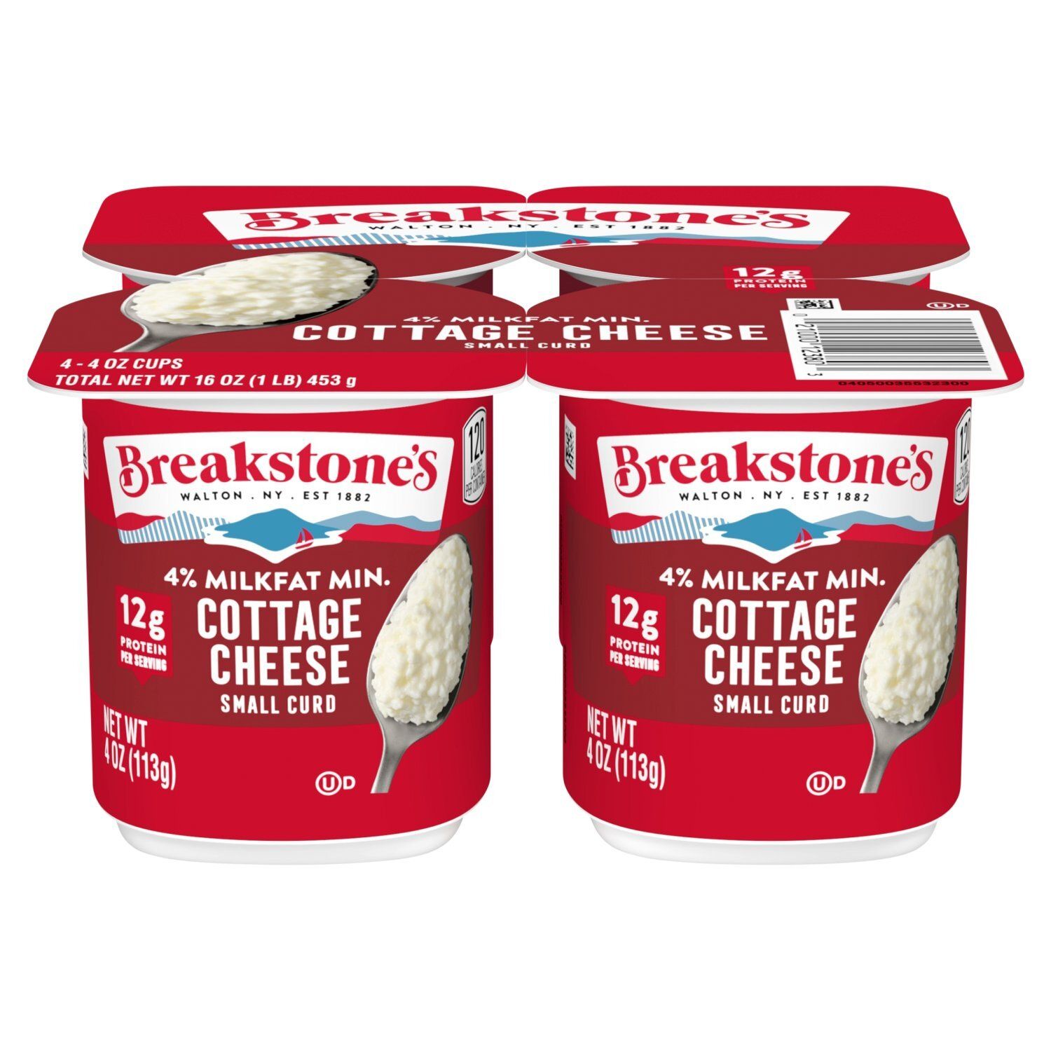 Breakstone&#39;s 4% Milkfat Min. Small Curd Cottage Cheese, 4 oz, 4 count