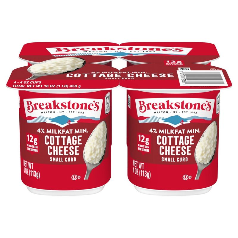 Breakstone&#39;s 4% Milkfat Min. Small Curd Cottage Cheese, 4 oz, 4 count
