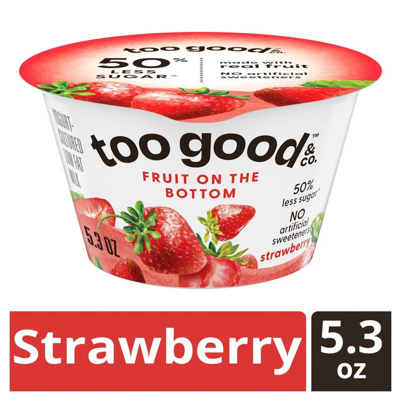 Too Good &amp; Co. Strawberry Fruit On The Bottom Yogurt-Cultured Low Fat Milk, 5.3 oz